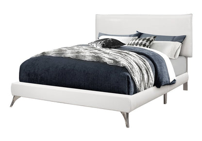 White Solid Wood Queen Upholstered Linen Bed Frame HomeRoots