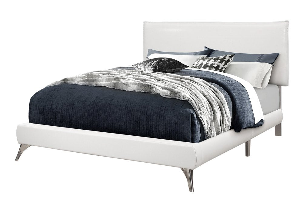 Gray Solid Wood Queen Upholstered Linen Bed Frame with Nailhead Trim HomeRoots