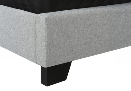 Light Gray and Gray Wood Tufted Upholstered Queen Bed Frame with Nailhead Trim HomeRoots