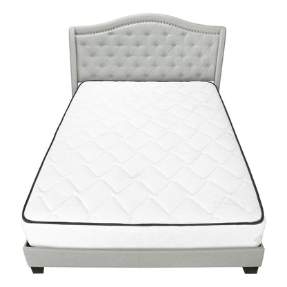 Light Gray and Gray Wood Tufted Upholstered Queen Bed Frame with Nailhead Trim HomeRoots