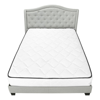 Light Gray and Gray Wood Tufted Upholstered Queen Bed Frame with Nailhead Trim HomeRoots