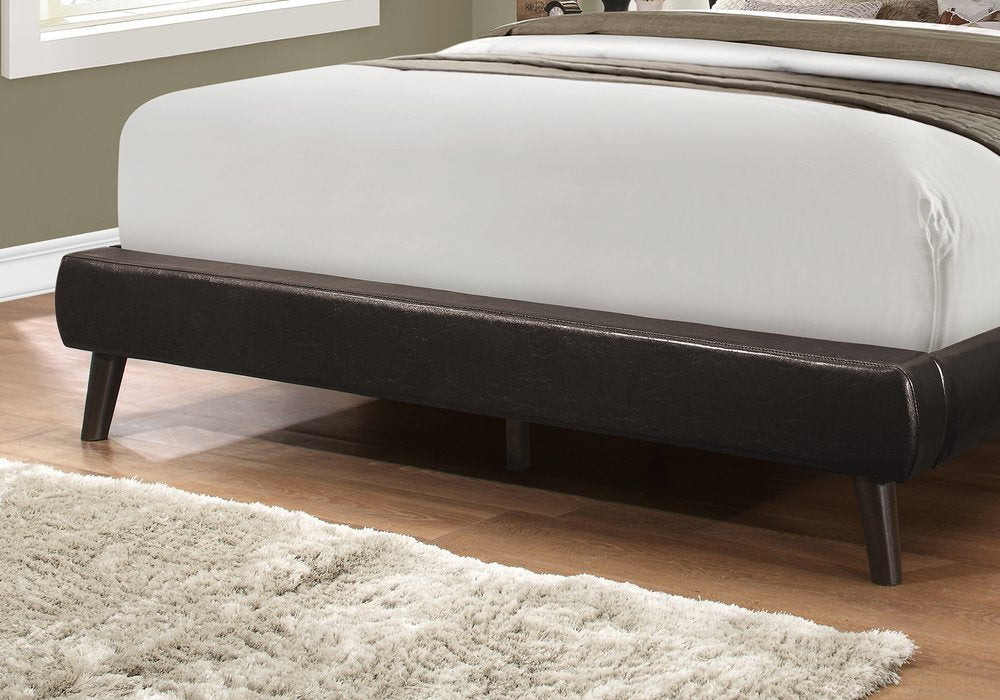 Brown Queen Tufted Upholstered Faux Leather Bed Frame HomeRoots