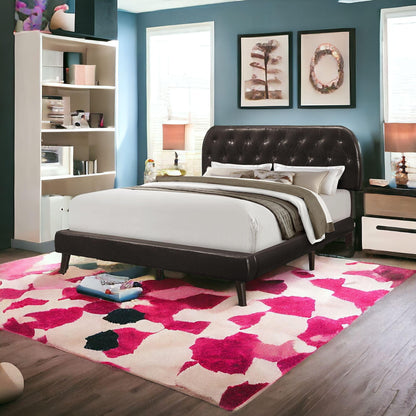 Tufted Brown Standard Bed Upholstered With Headboard - FurniFindUSA