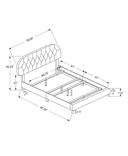 Brown Queen Tufted Upholstered Faux Leather Bed Frame