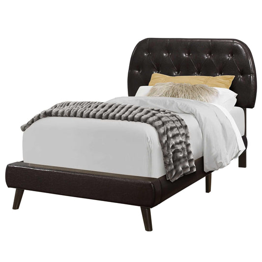 Tufted Black Standard Bed Upholstered With Headboard - FurniFindUSA