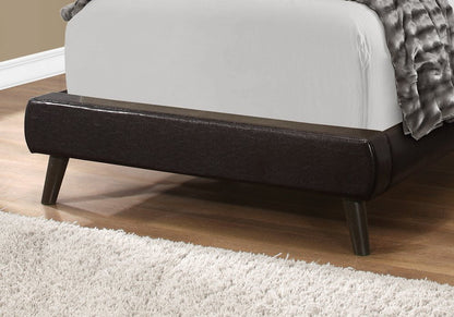 Brown Twin Tufted Upholstered Faux Leather Bed Frame HomeRoots