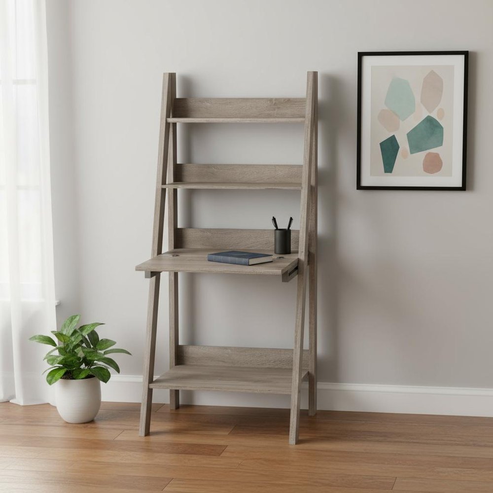 26" Taupe Wood Ladder Desk HomeRoots