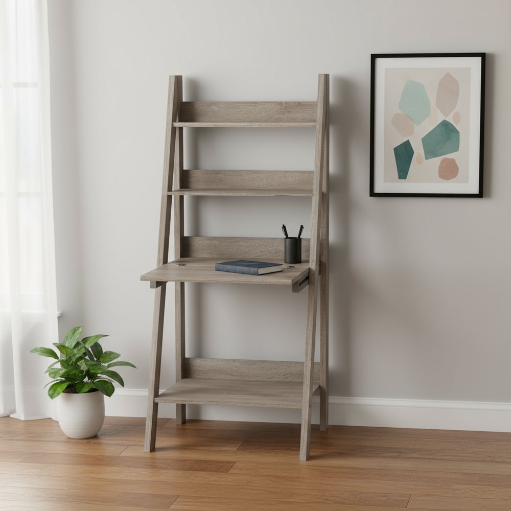 26" Taupe Wood Ladder Desk HomeRoots