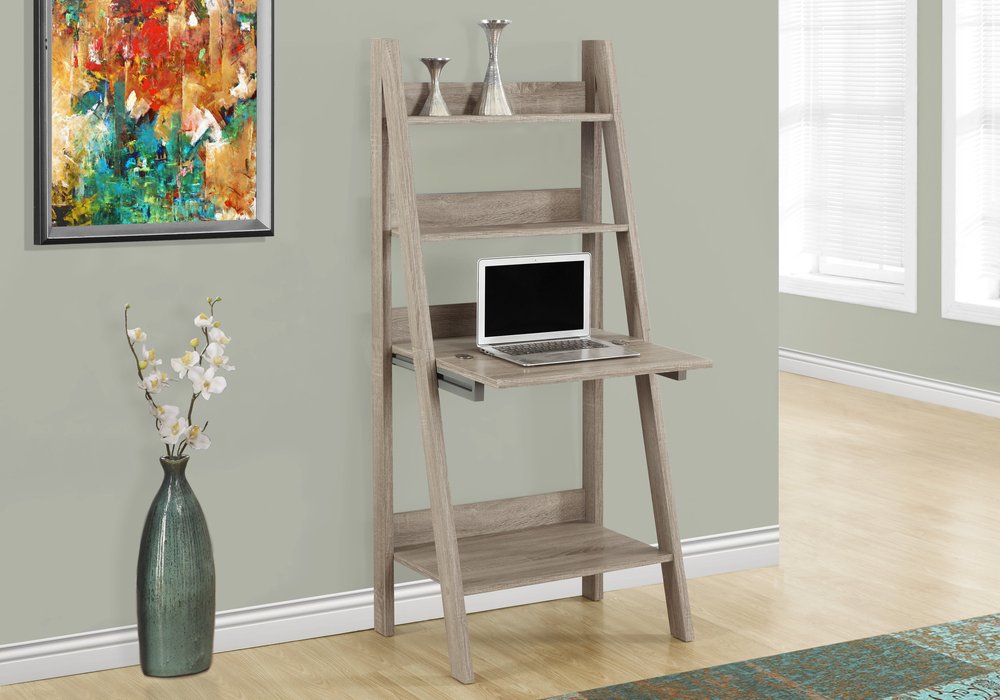 26" Taupe Wood Ladder Desk HomeRoots