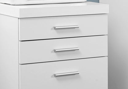 17.75" X 18.25" X 25.25" White Black Particle Board 3 Drawers Filing Cabinet - FurniFindUSA