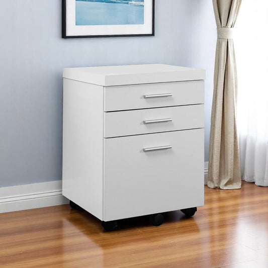 25" White Particle Board Filing Cabinet With Drawers
