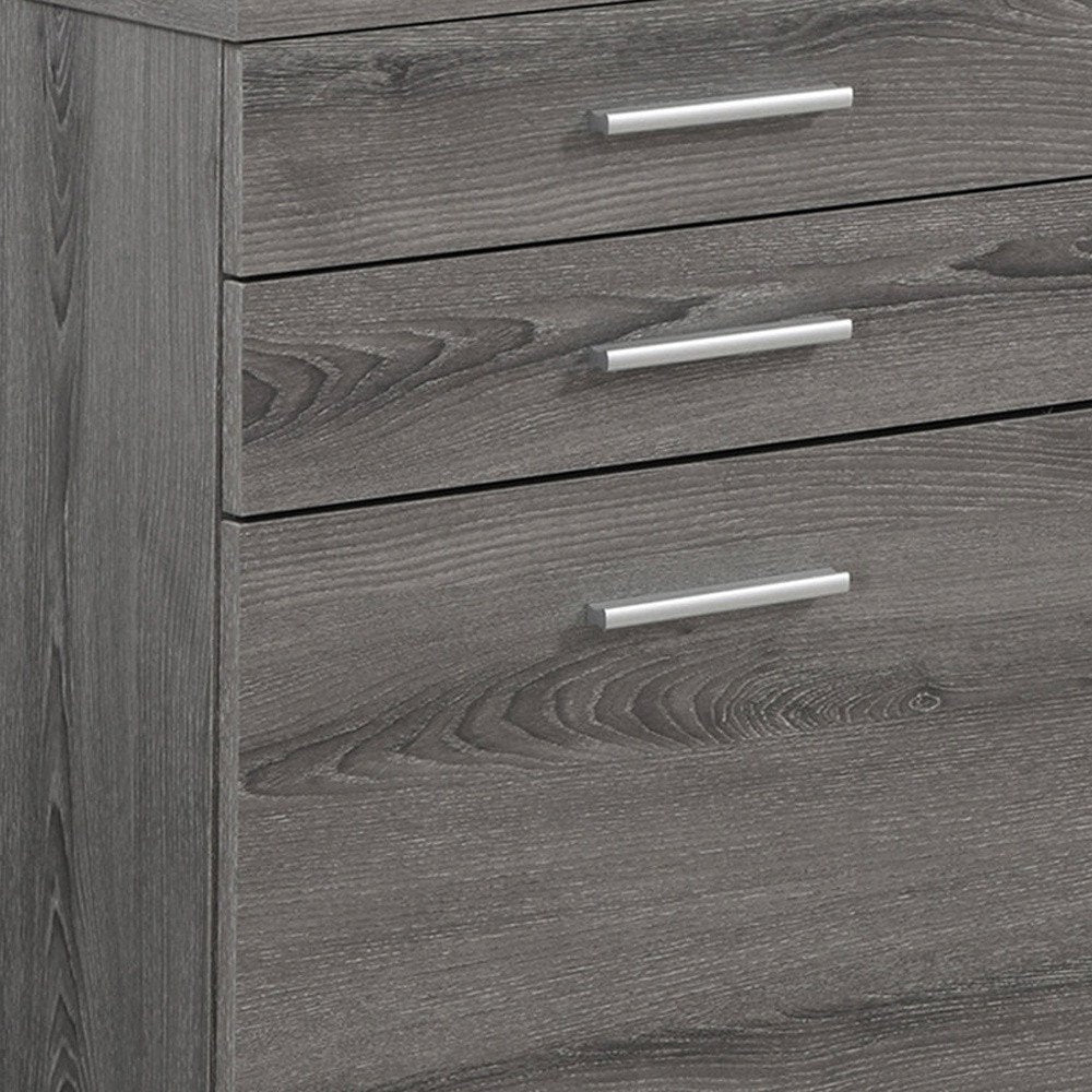 25" White And Gray Particle Board and Wood Filing Cabinet With Drawers HomeRoots