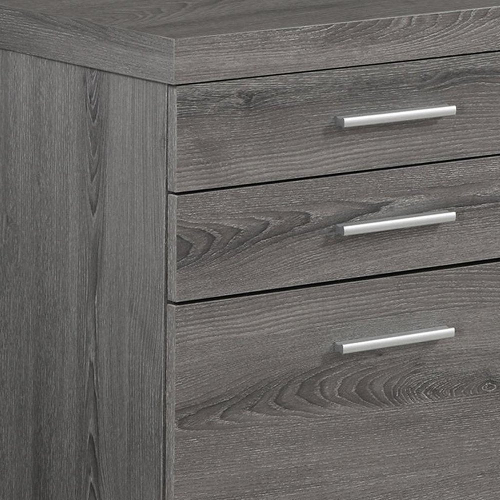 25" White And Gray Particle Board and Wood Filing Cabinet With Drawers HomeRoots