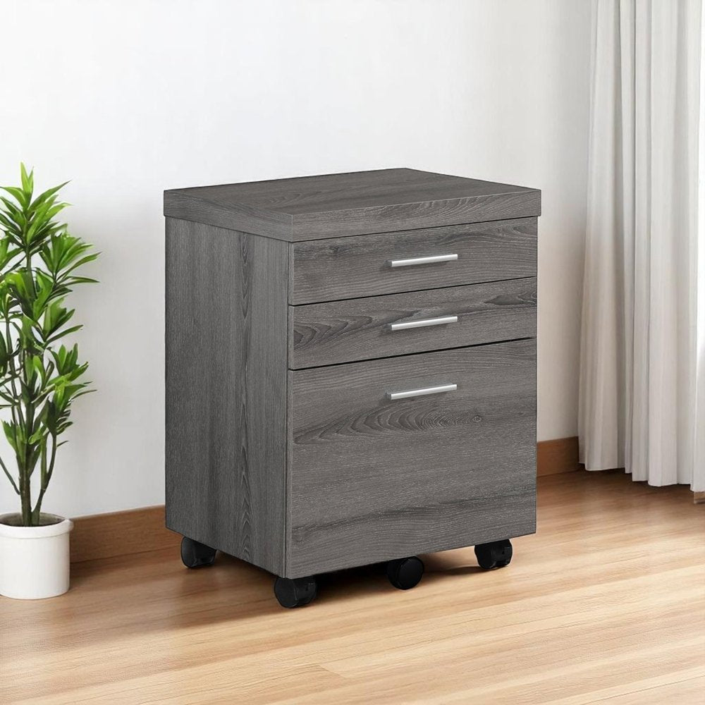 25" White And Gray Particle Board and Wood Filing Cabinet With Drawers HomeRoots
