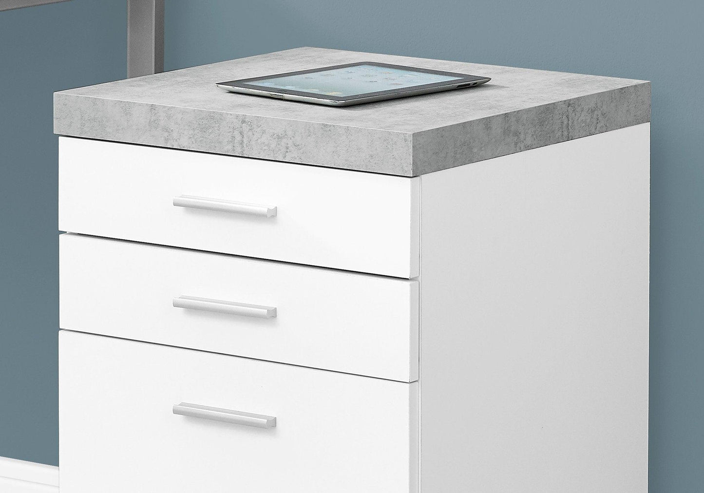 25.25" White Particle Board And Mdf Filing Cabinet With 3 Drawers - FurniFindUSA