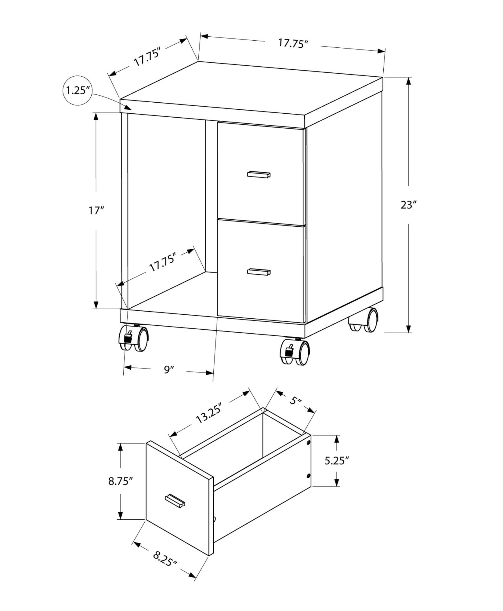 17.75" X 17.75" X 23" White Particle Board Hollow Core 2 Drawers Office Cabinet - FurniFindUSA