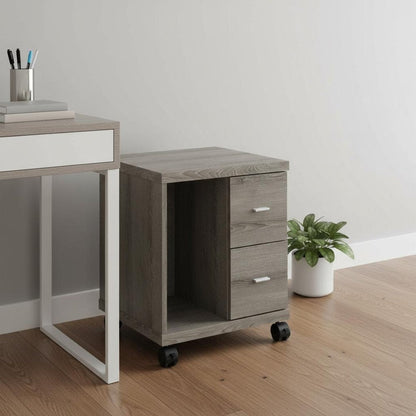 17.75" X 17.75" X 23" Dark Taupe Particle Board Hollow Core 2 Drawers  Office Cabinet HomeRoots