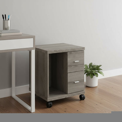 17.75" X 17.75" X 23" Dark Taupe Particle Board Hollow Core 2 Drawers  Office Cabinet HomeRoots