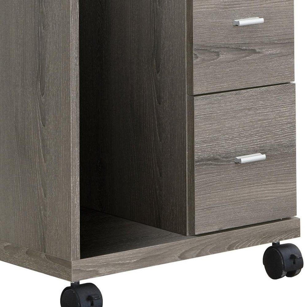 17.75" X 17.75" X 23" Dark Taupe Particle Board Hollow Core 2 Drawers  Office Cabinet HomeRoots