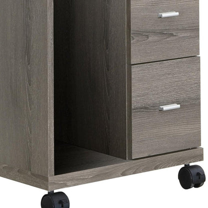 17.75" X 17.75" X 23" Dark Taupe Particle Board Hollow Core 2 Drawers  Office Cabinet HomeRoots
