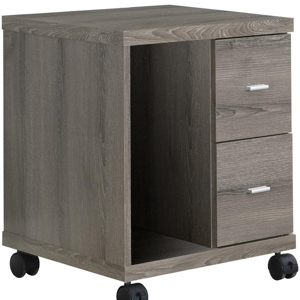 17.75" X 17.75" X 23" Dark Taupe Particle Board Hollow Core 2 Drawers  Office Cabinet HomeRoots