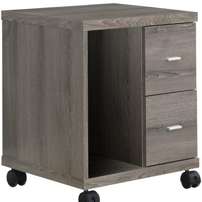 17.75" X 17.75" X 23" Dark Taupe Particle Board Hollow Core 2 Drawers  Office Cabinet HomeRoots