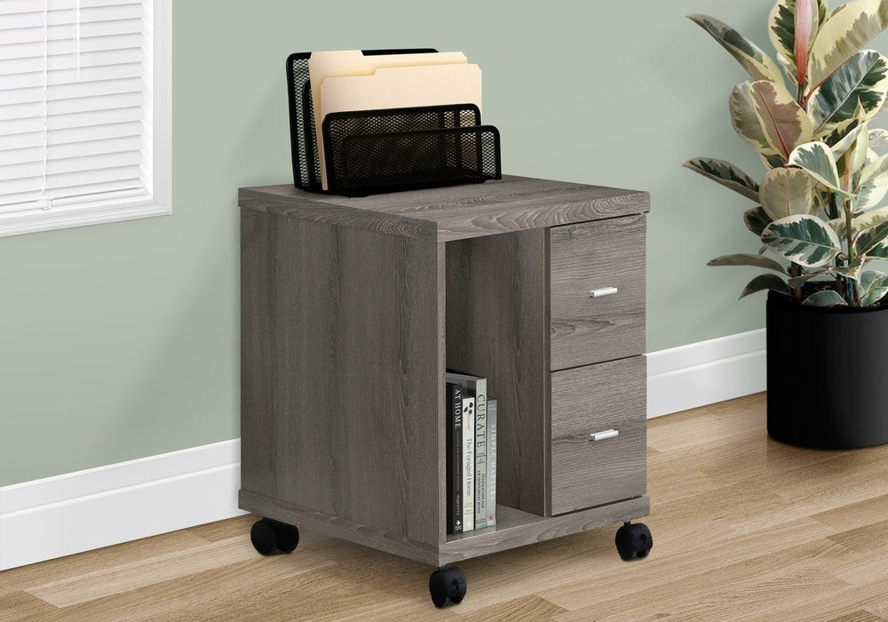 17.75" X 17.75" X 23" Dark Taupe Particle Board Hollow Core 2 Drawers  Office Cabinet HomeRoots