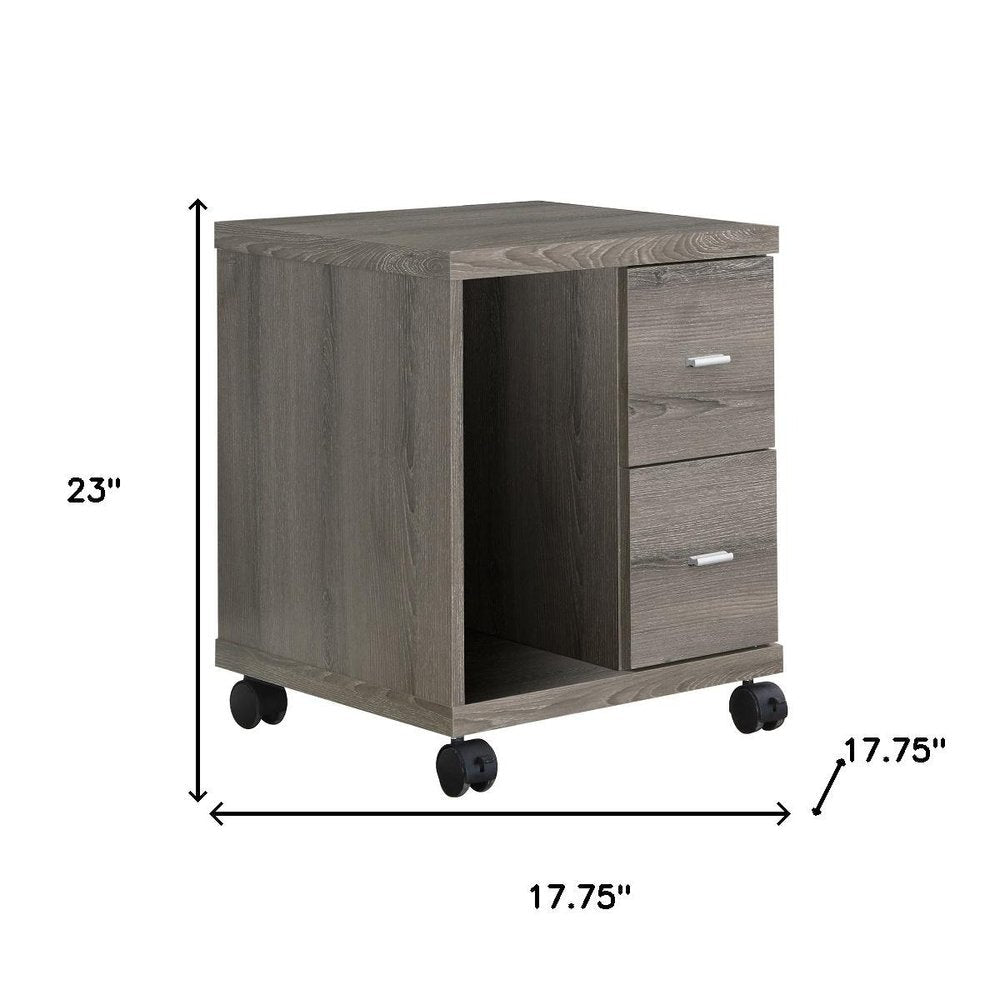 17.75" X 17.75" X 23" Dark Taupe Particle Board Hollow Core 2 Drawers  Office Cabinet HomeRoots