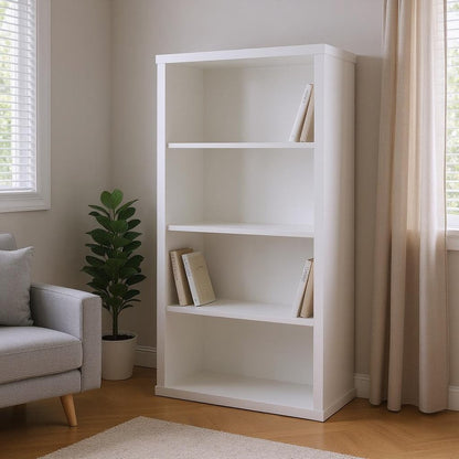 White Wood Adjustable Four Tier Bookcase HomeRoots
