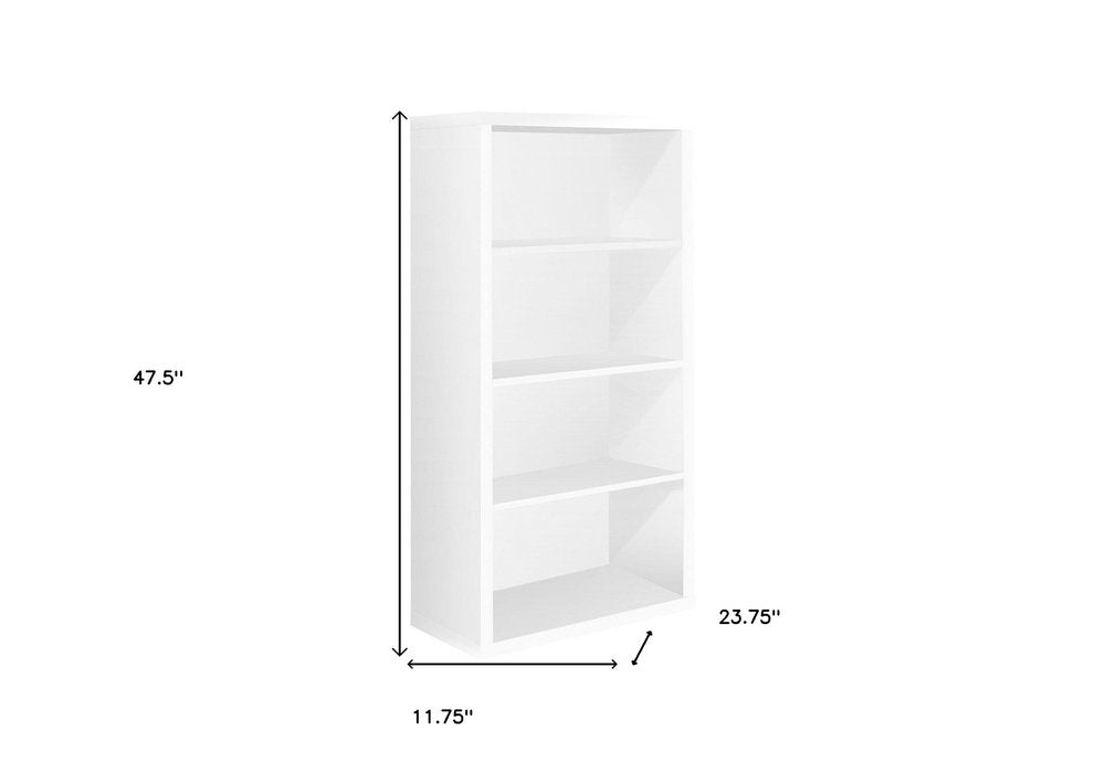 White Wood Adjustable Four Tier Bookcase HomeRoots