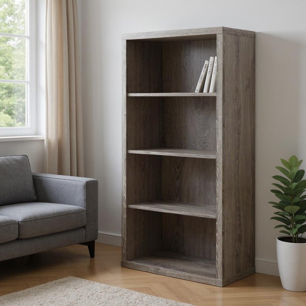 White Wood Adjustable Four Tier Bookcase HomeRoots