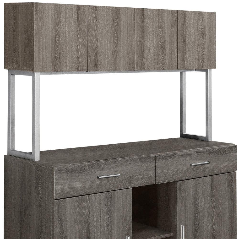 16.25" X 47.25" X 60" Dark Taupe Silver Particle Board Hollow Core Metal Office Cabinet - FurniFindUSA