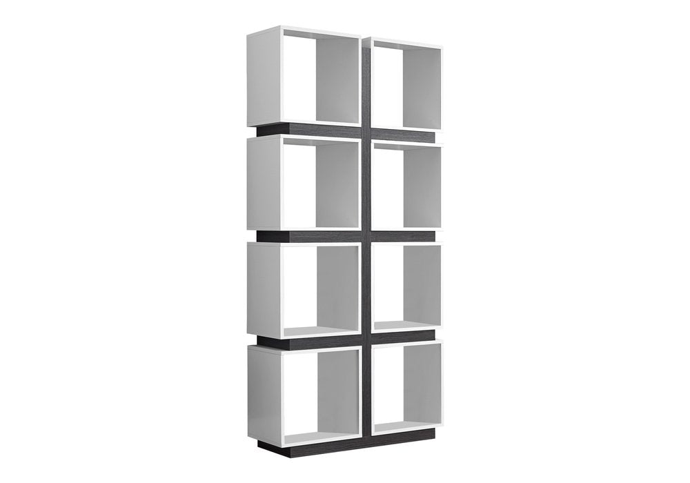 71" White Wood Eight Tier Cube Bookcase HomeRoots