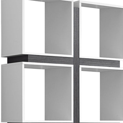 71" White Wood Eight Tier Cube Bookcase HomeRoots