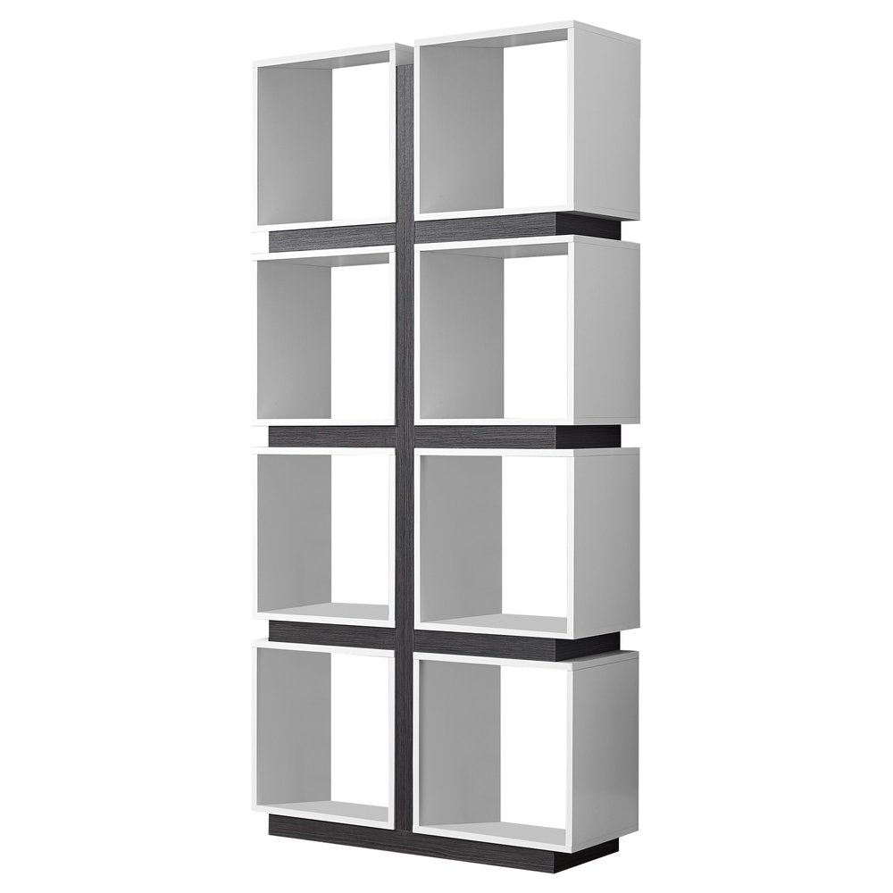 71" White Wood Eight Tier Cube Bookcase HomeRoots