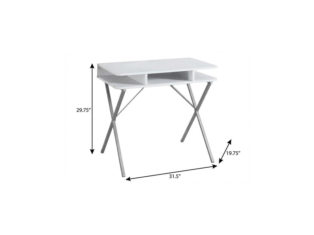 32" White and Silver Computer Desk HomeRoots
