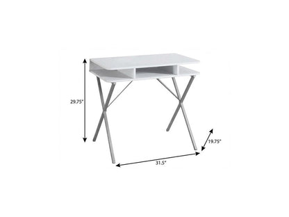 32" White and Silver Computer Desk HomeRoots
