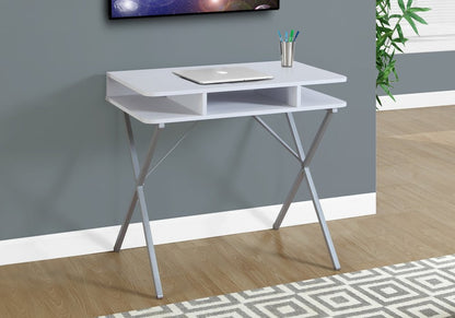 32" White and Silver Computer Desk HomeRoots