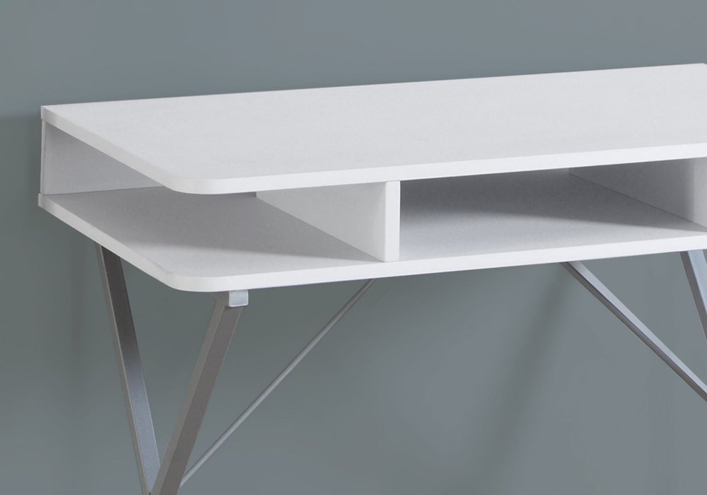 32" White and Silver Computer Desk HomeRoots