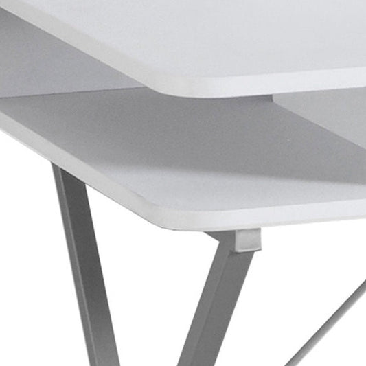 32" White and Silver Computer Desk HomeRoots