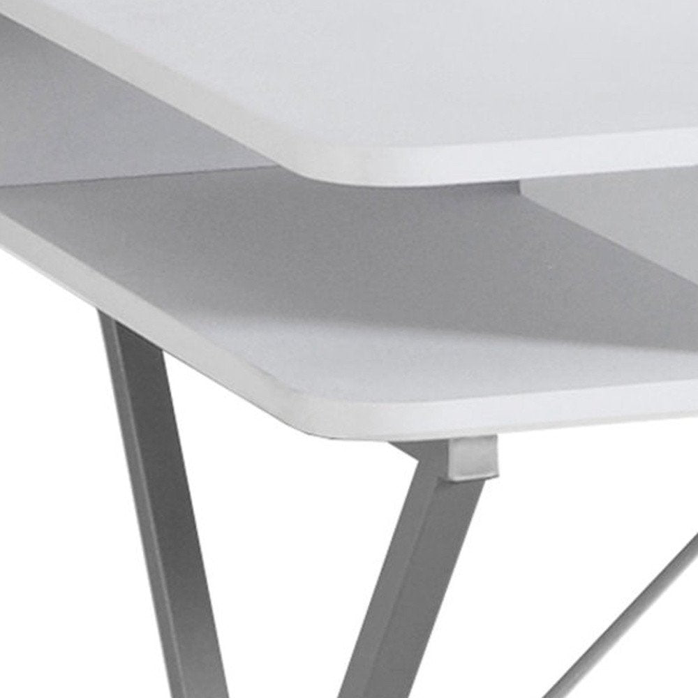 32" White and Silver Computer Desk HomeRoots