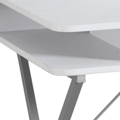 32" White and Silver Computer Desk HomeRoots