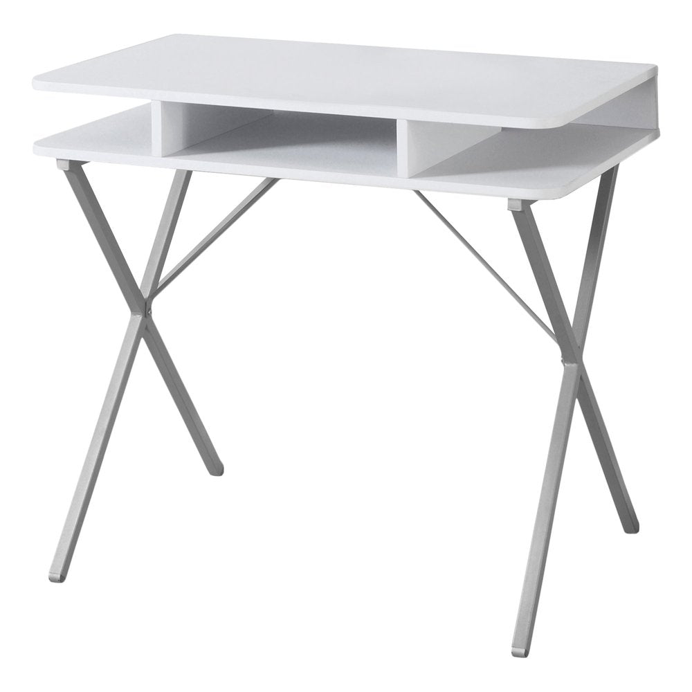 32" White and Silver Computer Desk HomeRoots