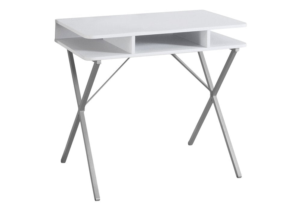 32" White and Silver Computer Desk HomeRoots