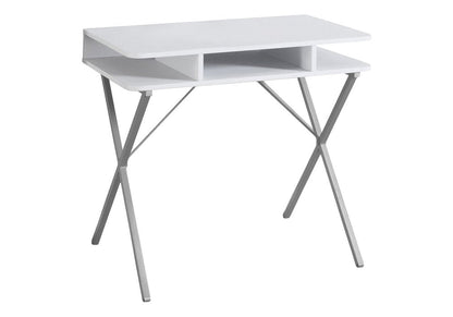 32" White and Silver Computer Desk HomeRoots