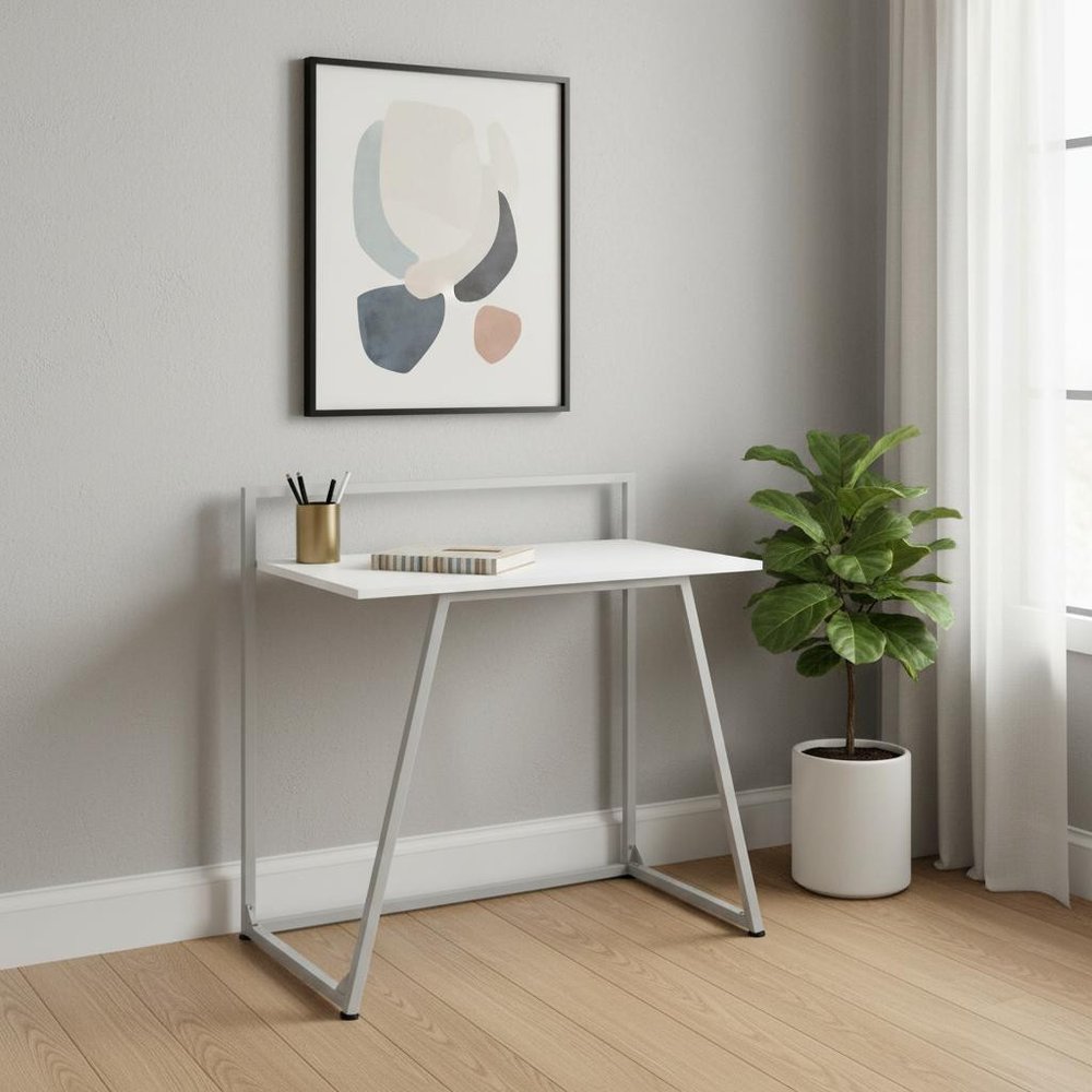 30" White and Gray Computer Desk HomeRoots
