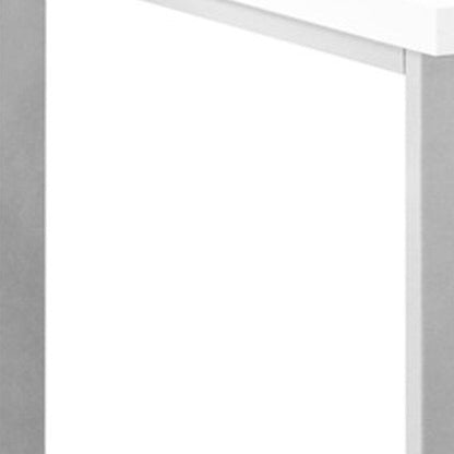 47" Gray and Silver L Shape Computer Desk With Three Drawers HomeRoots