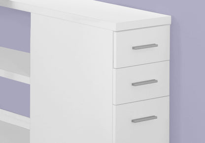 47" Gray and Silver L Shape Computer Desk With Three Drawers HomeRoots