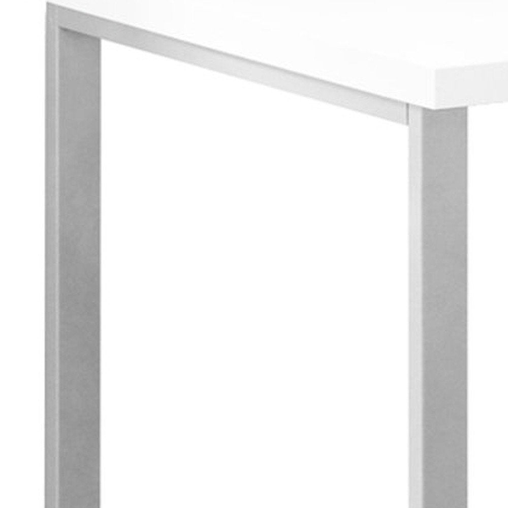 47" Gray and Silver L Shape Computer Desk With Three Drawers HomeRoots