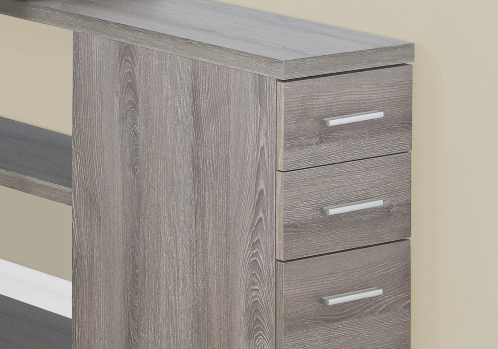 47" Gray and Silver L Shape Computer Desk With Three Drawers HomeRoots